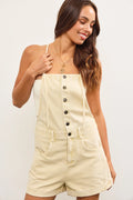 Button Closure Cami Romper, Sand