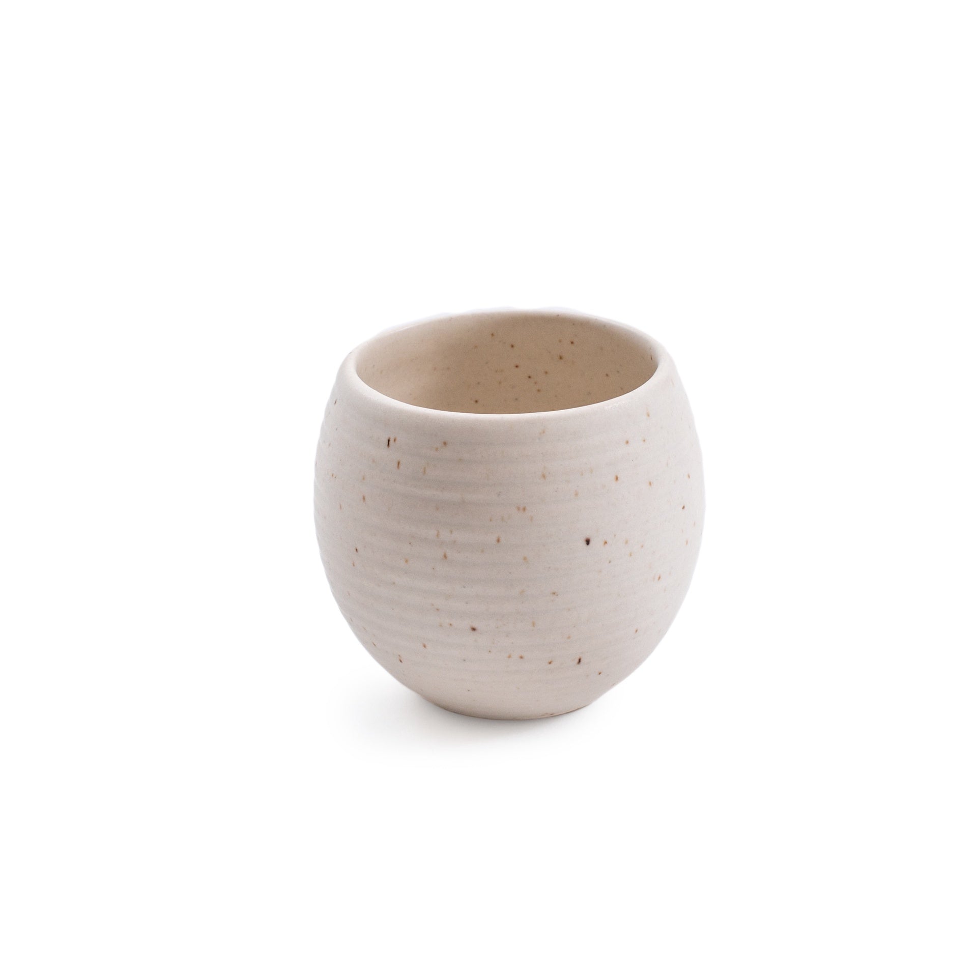 ***Ribbed Ceramic Speckled Pot - 3.25”x3”x3.5