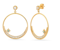 Pave Crescent Open Hoop Earrings