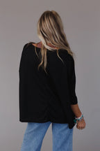 Cozy Cool Oversized Tee - Black