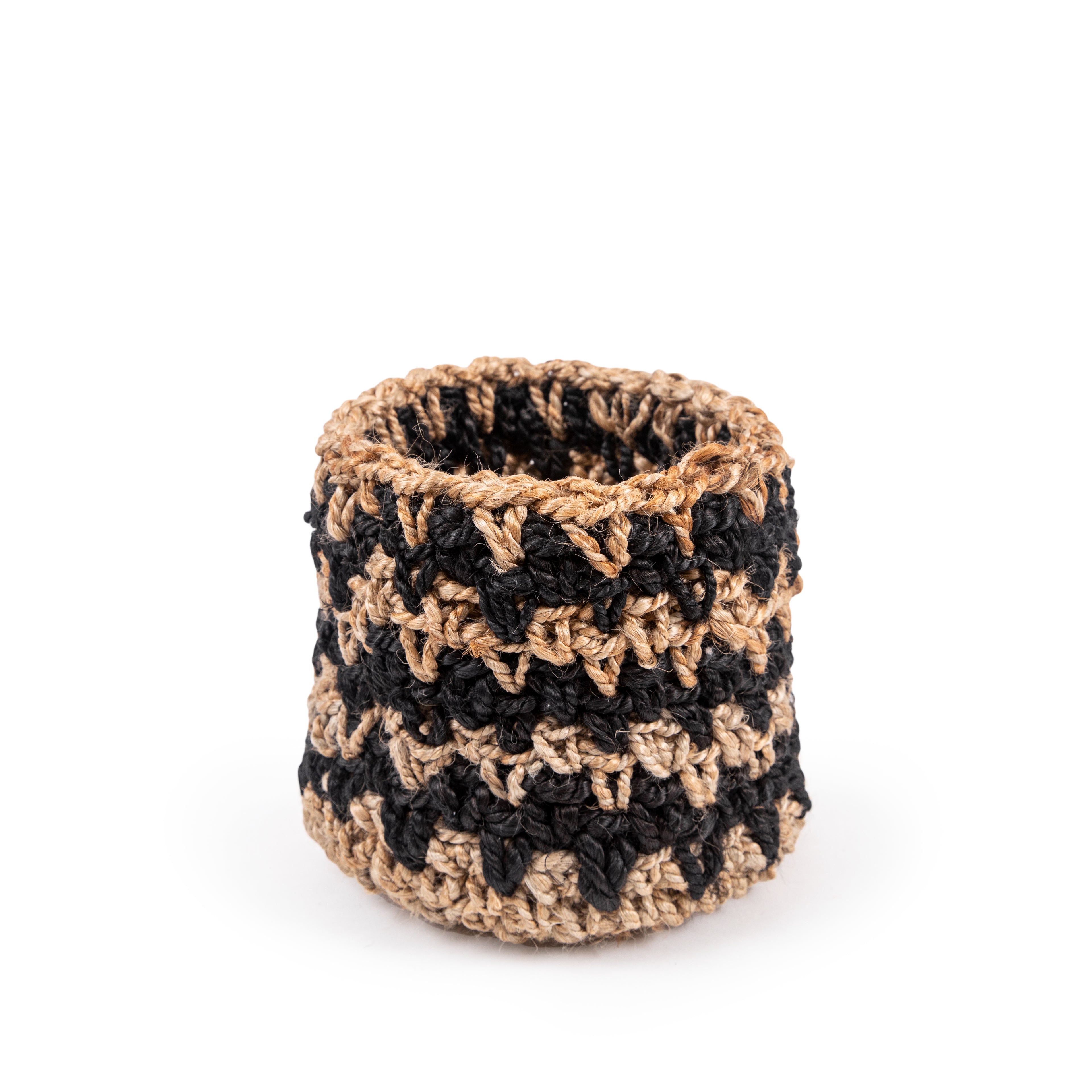 ***Medium Knitted Black Jute Basket