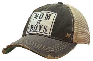 Mom Of Boys Distressed Trucker Cap