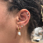 Tiny Crystal Bar Gold Stud Earrings