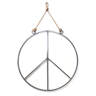 Large Hanging Metal & Jute Peace Sign