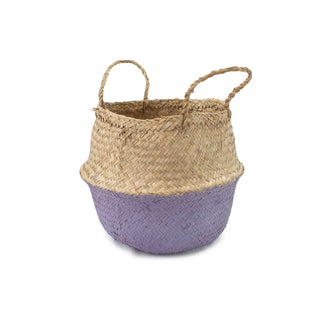 Lavender Dipped Seagrass Belly Basket Lavender