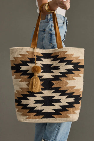 Western Tote- Cream, Black & Tan