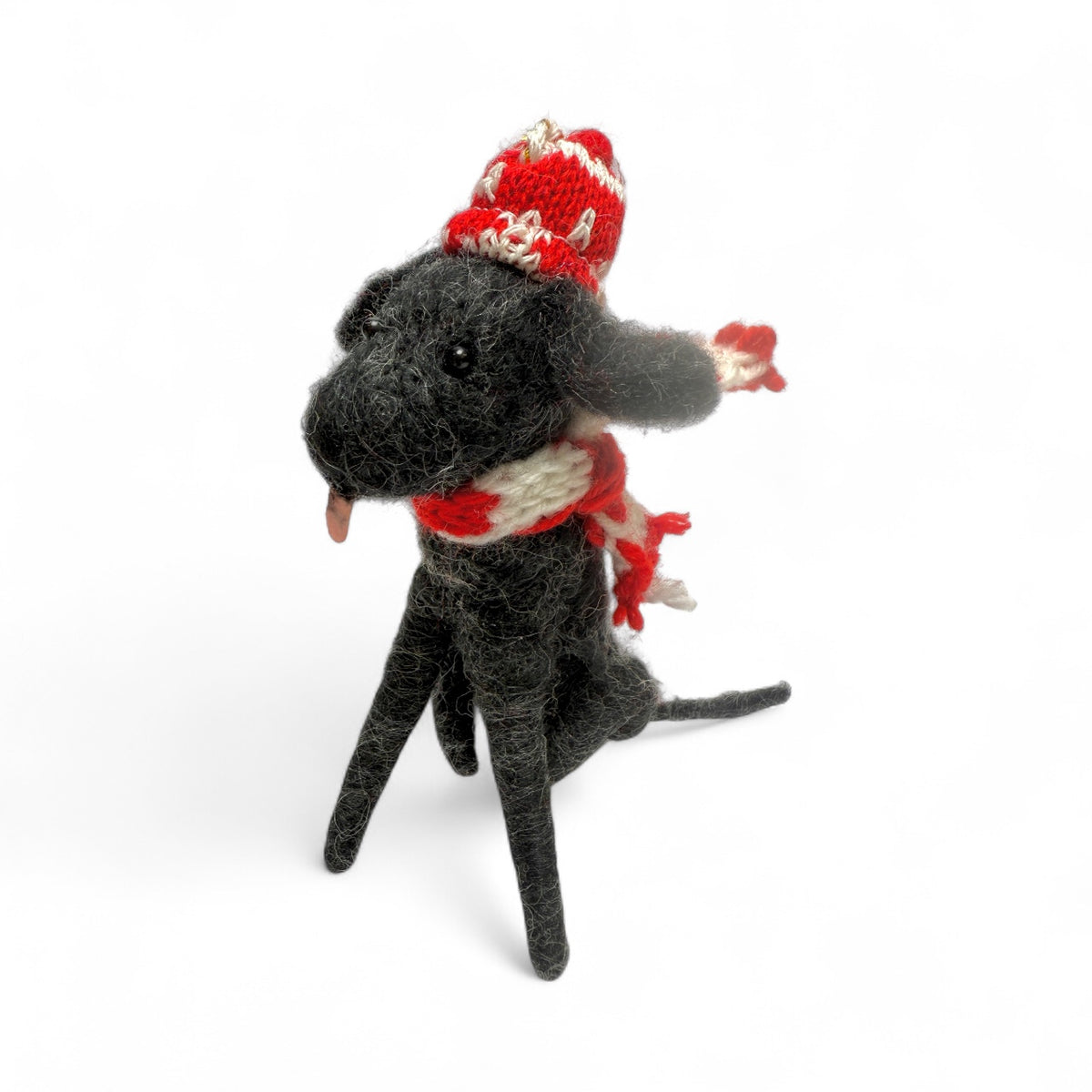 ***Black lab with red & white knit hat & scarf- Mutley Crew Collection 2