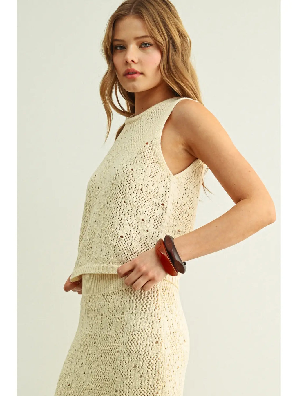 Crochet Knit Tassel Hem Crop Top