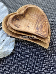 Olive Wood Set of 3 Heart Dishes