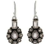 ***Silver Plated Earrings with Moonstone Design