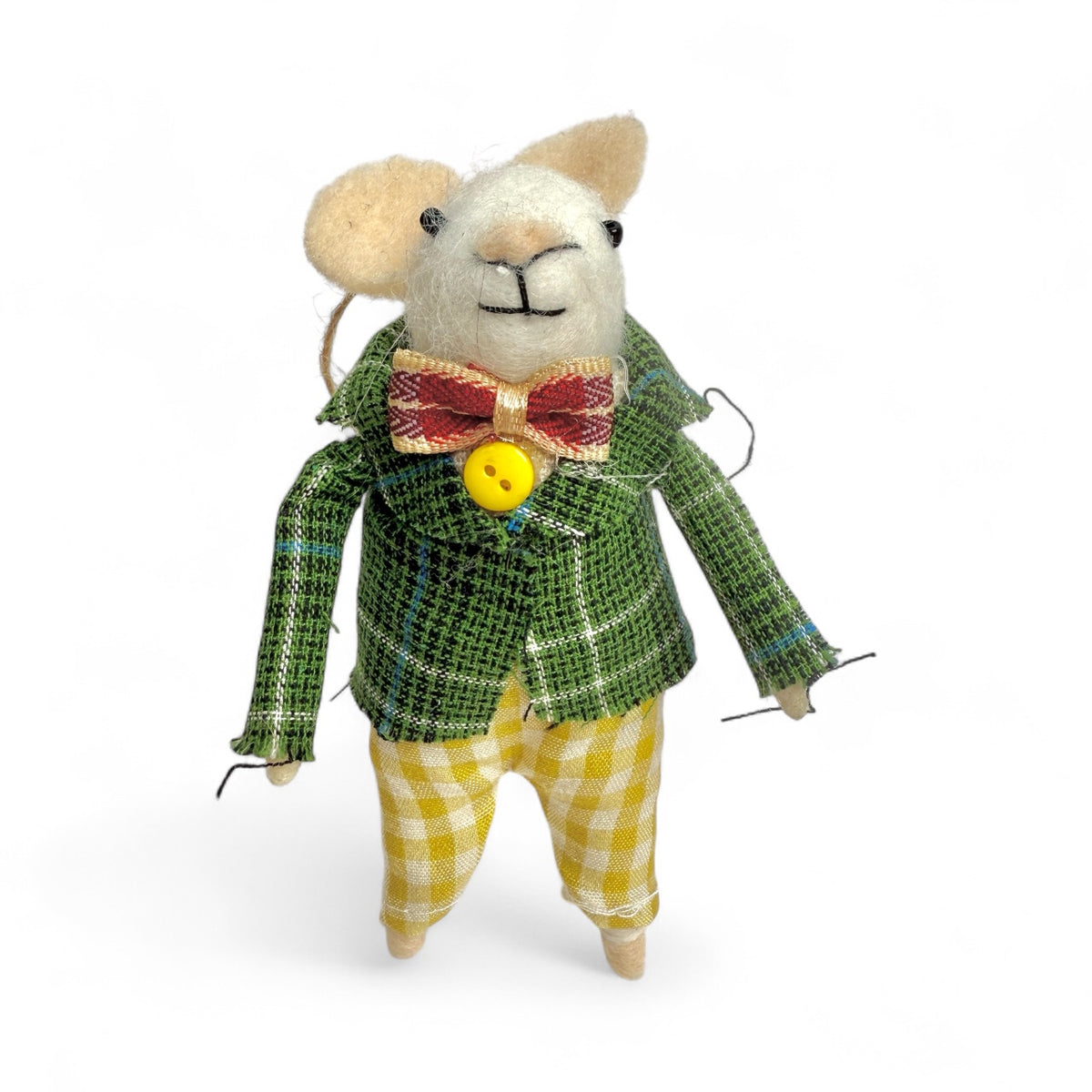 White mouse with Green plaid Jacket & yellow checkered pants  - City Mice