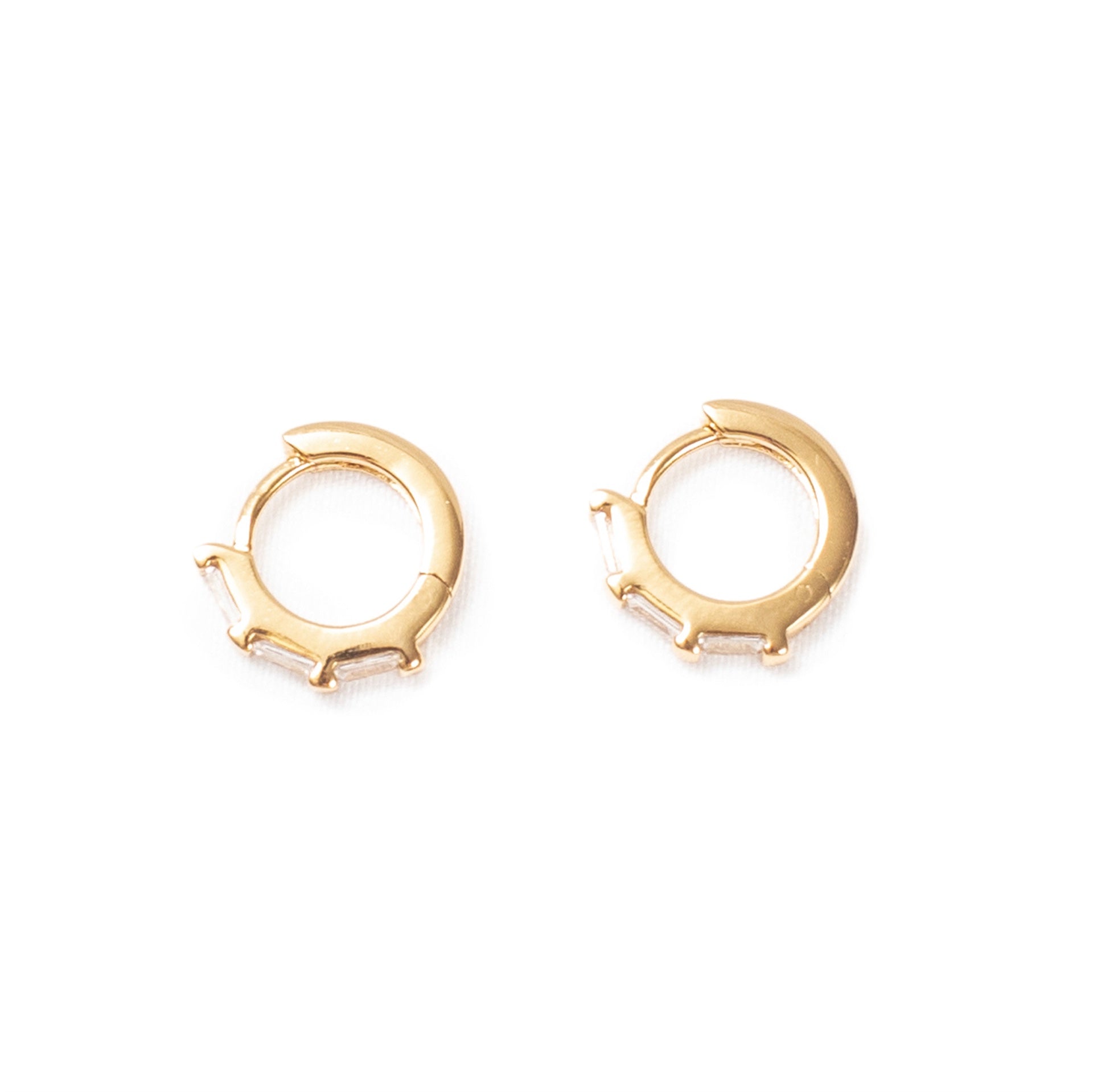 Gold Plated Baguette Hoop Earrings