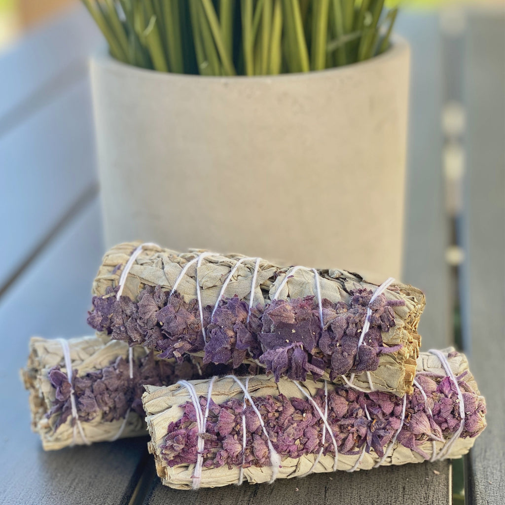 White Sage with Dried Lavender Smudge Sticks