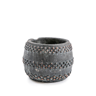 Rustic Studded Cement Pot