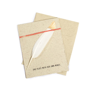 Feather Card - She Flies With Her Own Wings.