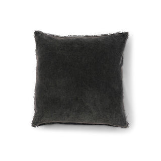 Pine Velvet Pillow With Poms - 22"x22