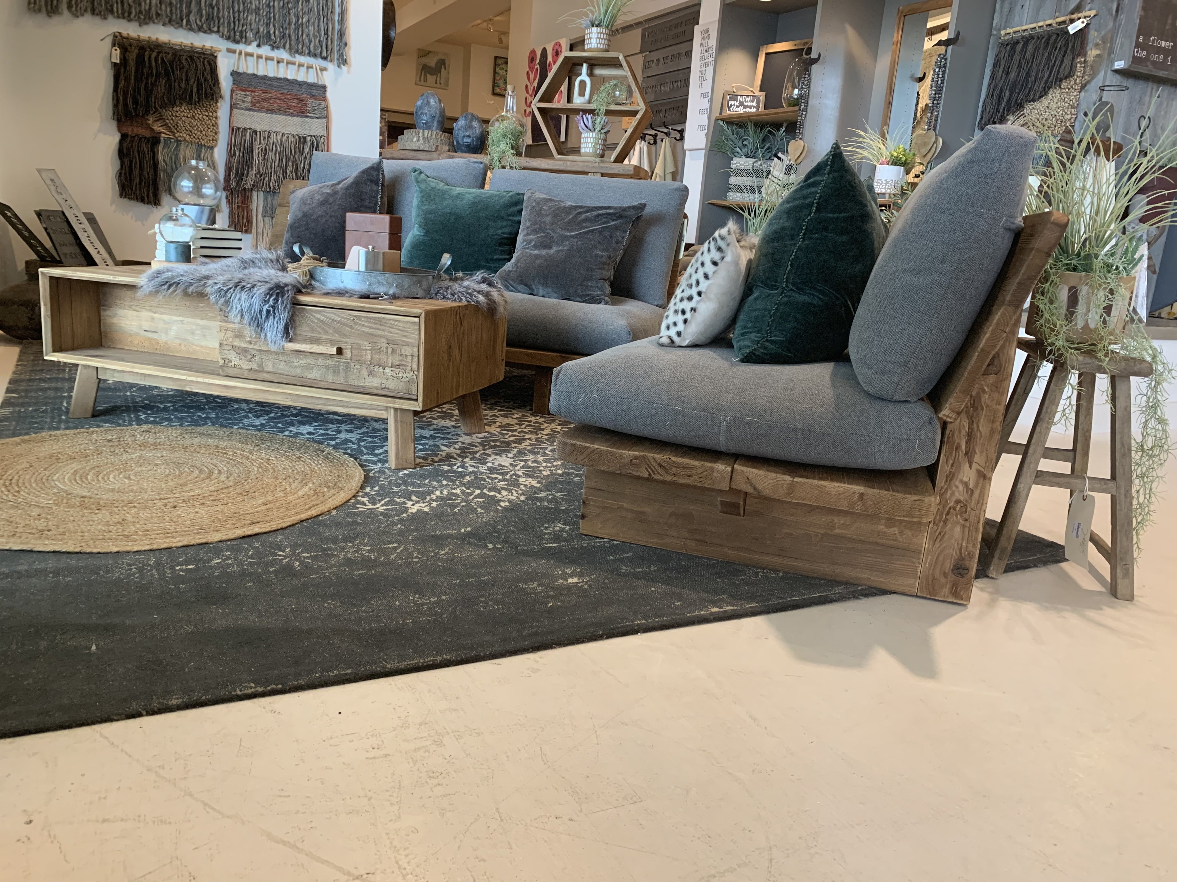 Recycled Pine Wood Coffee Table with Storage 47.25x23.6x17"