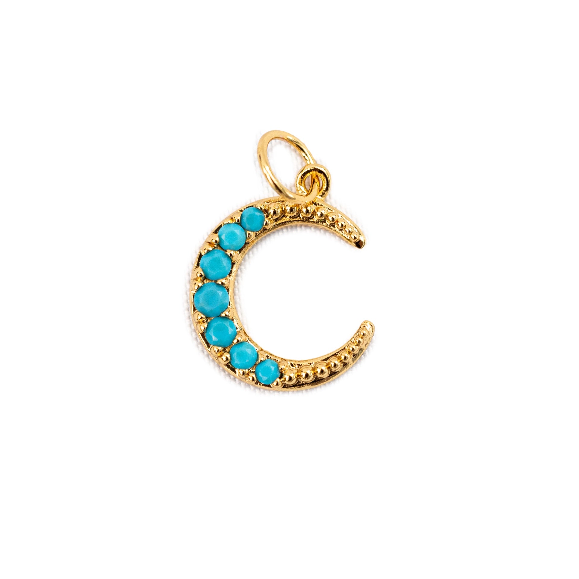 ***Turquoise Crescent Moon Charm - 0.5"