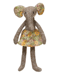 Plush Elephant in Floral Skirt 7"L x 12"H