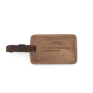 ***Wonderful World Leather Luggage Tag 5" x 3"