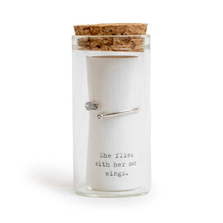 ***Message in a Bottle Ring Collection - Feather with Stone