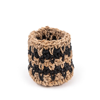 Small Knitted Black Jute Basket