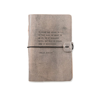 Amelia Earhart Artisan Leather Journal in Grey - 5.75 x 8.75
