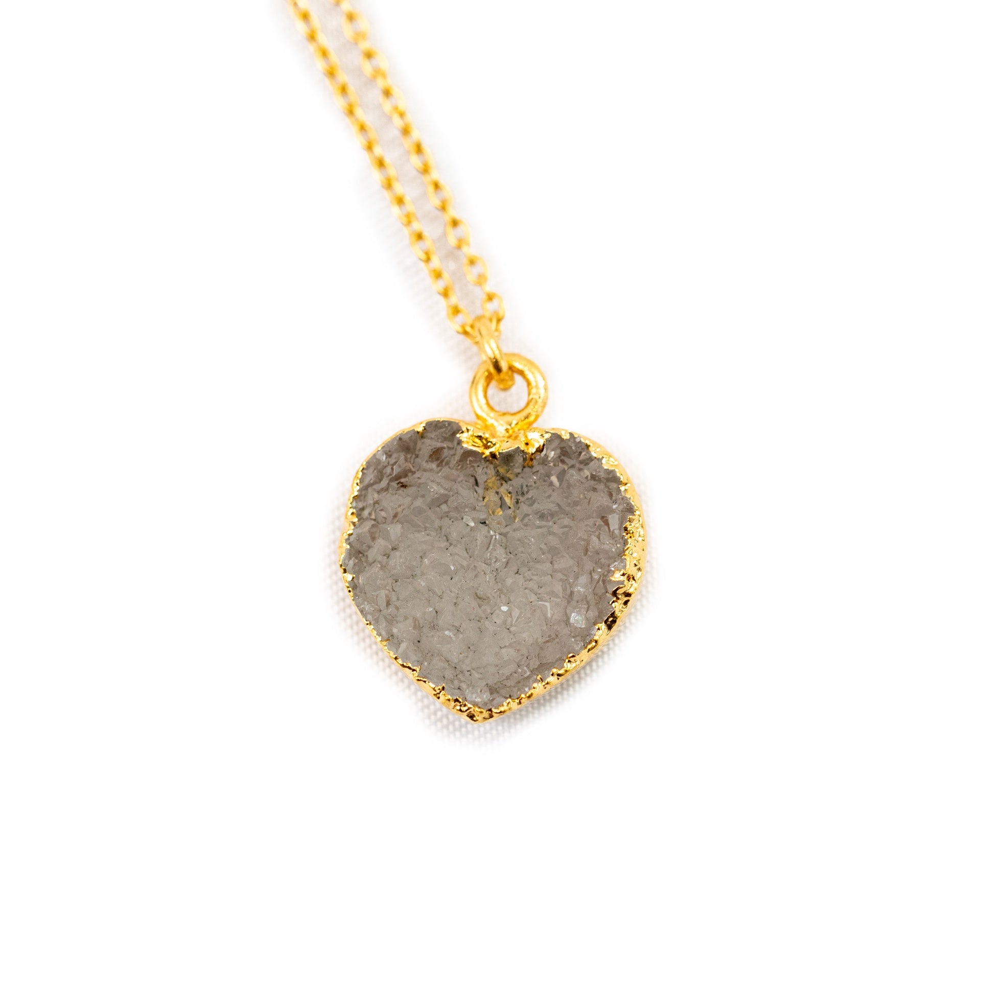 ***Heart Shape Druzy Necklace - 16" + 2" Extender vary