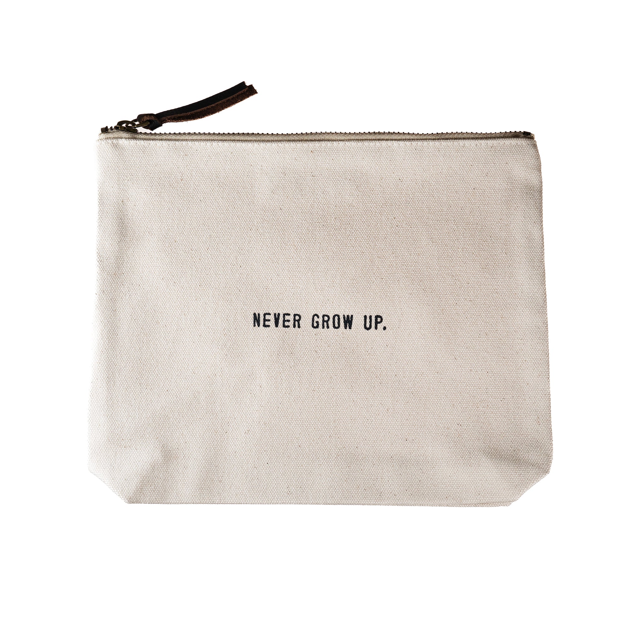 Never Grow Up Canvas Zip Bag 8.5"x7.5"