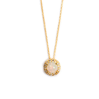 ***Opal and White Topaz Necklace 16" + 2" extender