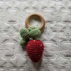Strawberry Hand Crochet Orange Cotton Rattle