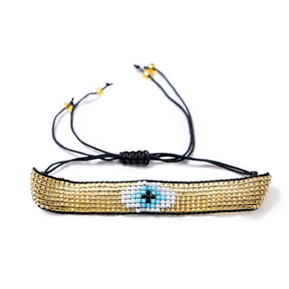 Yellow Evil Eye Beaded Bracelet