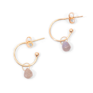 ***Labradorite Huggies- Gold Plated Brass