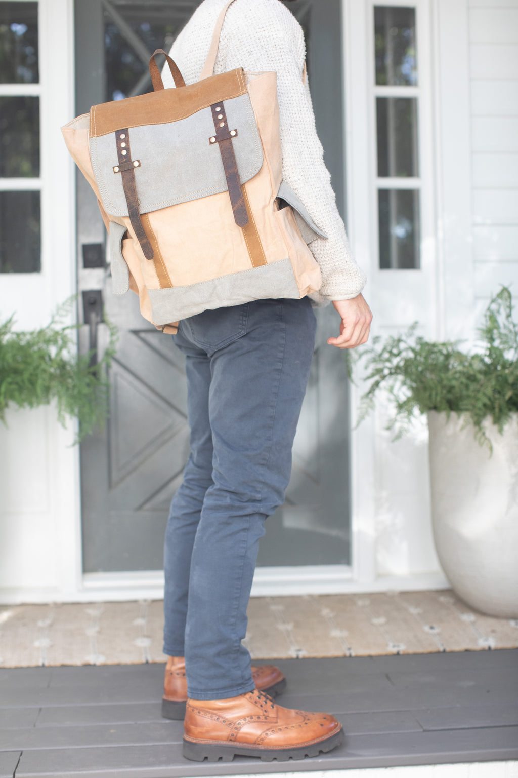 ***Canvas Backpack with Leather | Sugarboo & Co