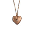 ***Large Heart Locket Necklace with Stone - Brass 16" chain