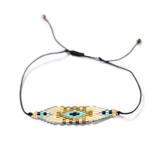 Silver & Gold Patterned Beaded Bracelet