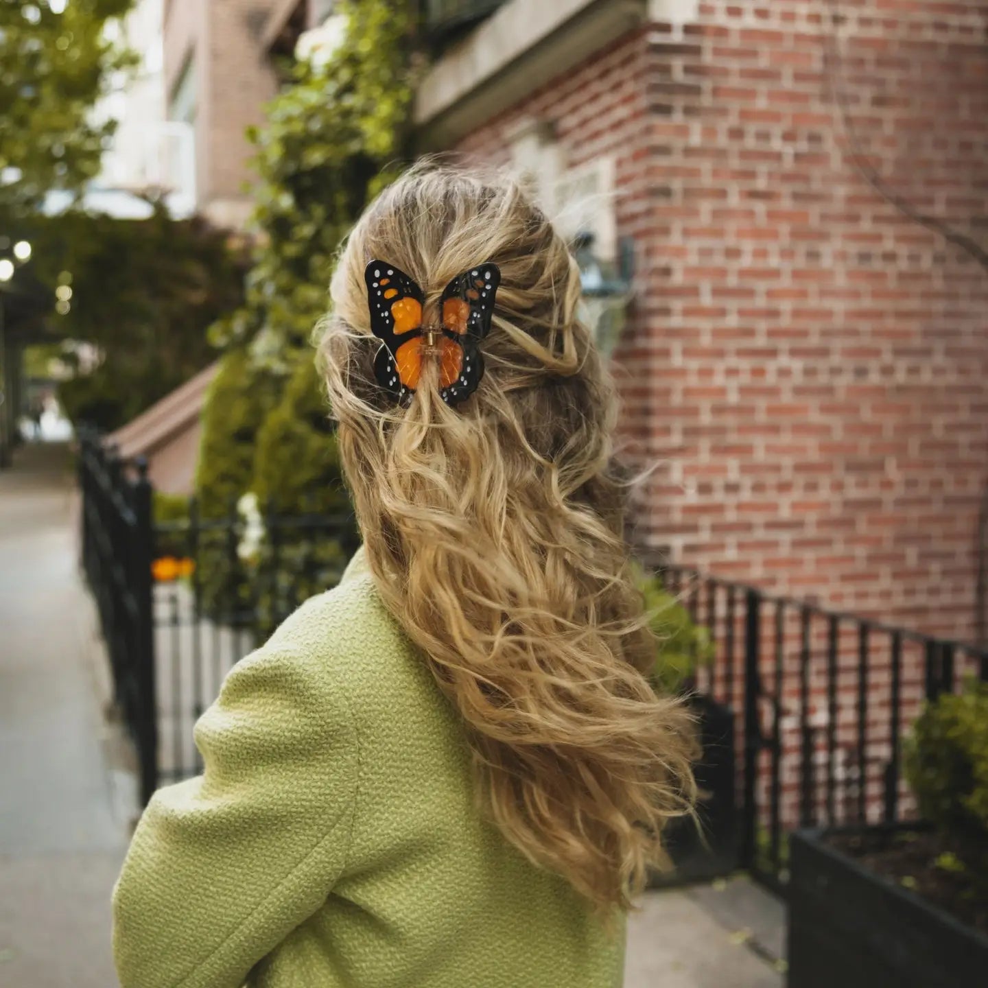 Hand-Painted Monarch Butterfly Claw Hair Clip