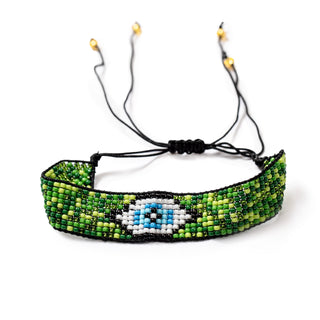 Green Evil Eye Beaded Bracelet