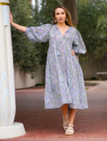 Mylah Midi Dress Block Printed, Olive Navy