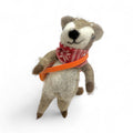 Raccoon with red and white scarf & brown satchel - Winter Woodland Animals Collection 2