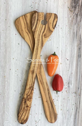 Olive Wood Modern Salad Spatula Set