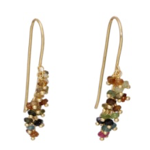 ***Gold Plated Drop Bar Earrings with Multi-color Stones