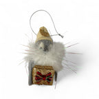 Girl penguin with gold heart cream beanie & white feathery scarf  - Huddle of penguins