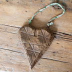 Hanging Carved Wooden Kantha Heart