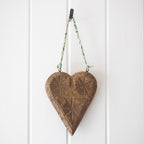 Hanging Carved Wooden Kantha Heart