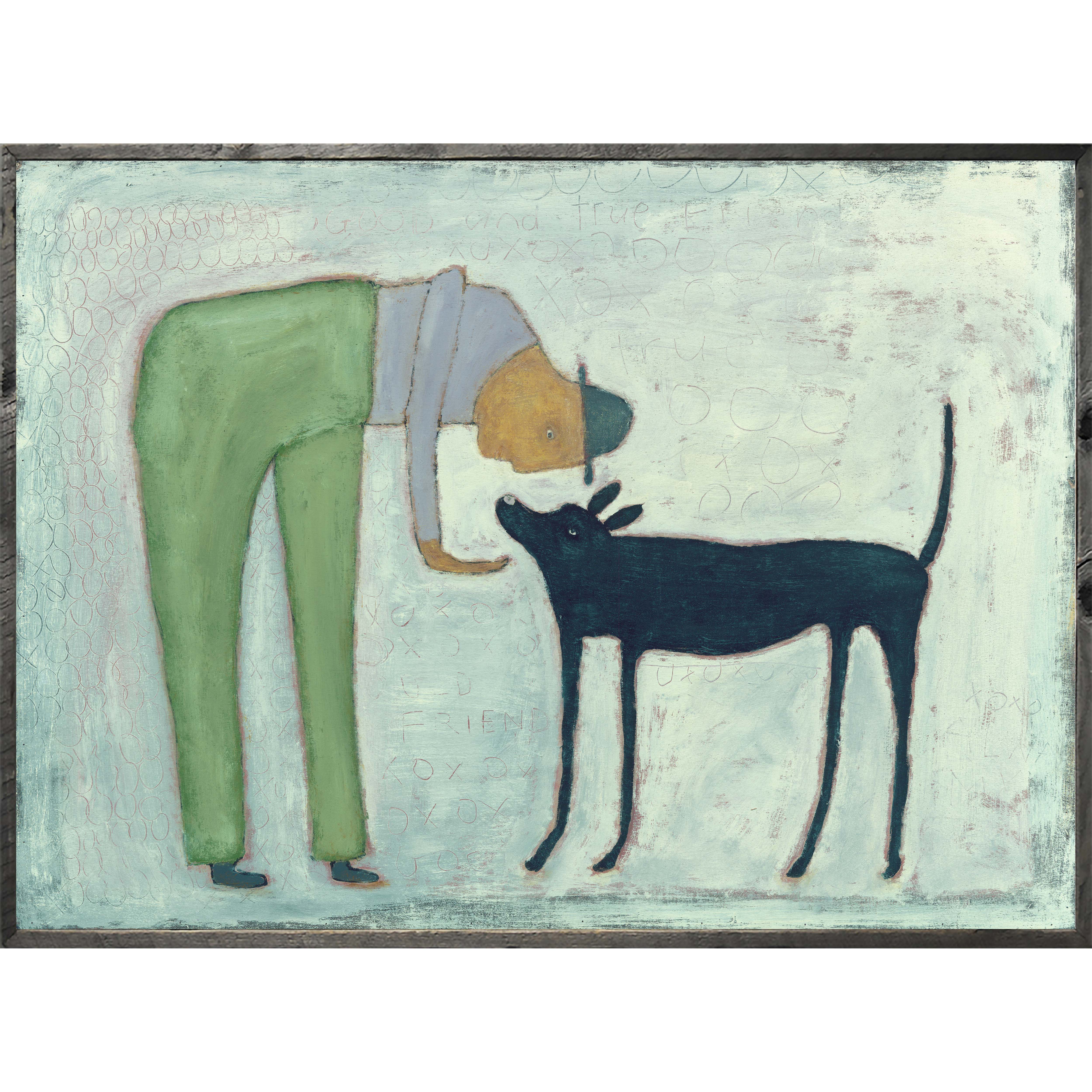 Man with Dog Art Print - Grey Wood – Sugarboo & Co