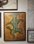 Dancing Dog Art Print - Grey Wood