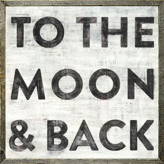 To The Moon And Back (Grey Wood) - White - Art Print