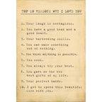 Top 10 Reasons I Love You Art Print