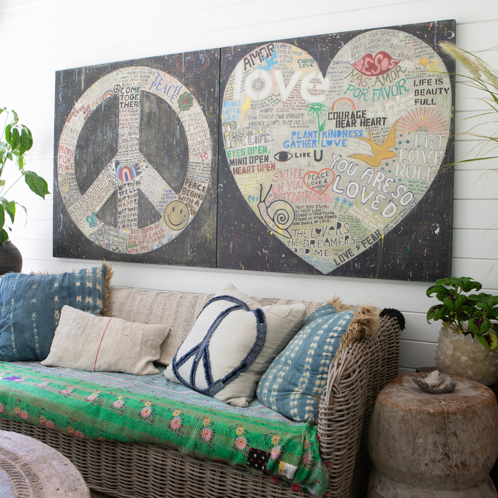 Choose Peace Art Print in Black - Grey Wood